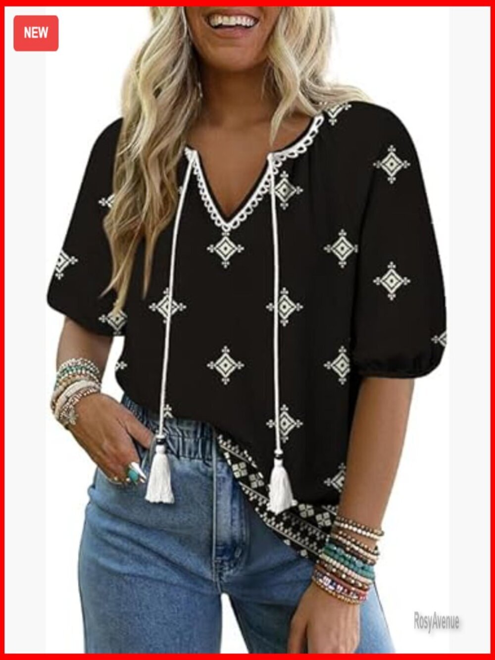 Boho Floral Short Sleeve Blouse Tie Front Flowly Shirt